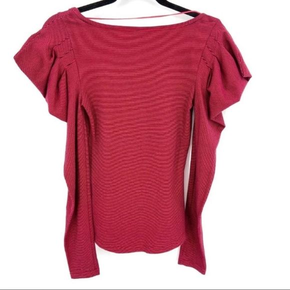 Free People Penelope Puff Sleeve Top XS Burgundy - Picture 9 of 11